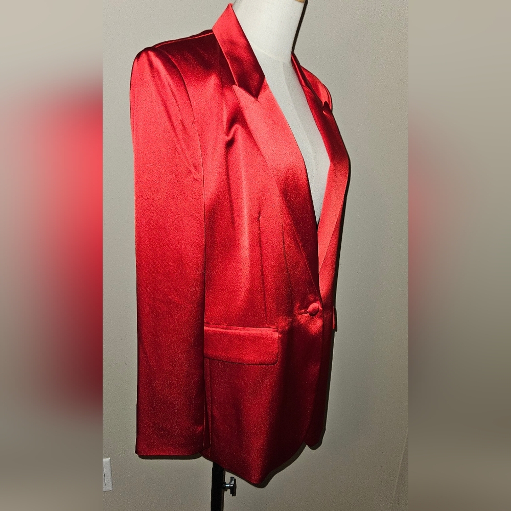 GORGEOUS! Antonio‎ Melani Satin Bemadette One Button Jacket: Scarlet: Size- 8 - Picture 4 of 13